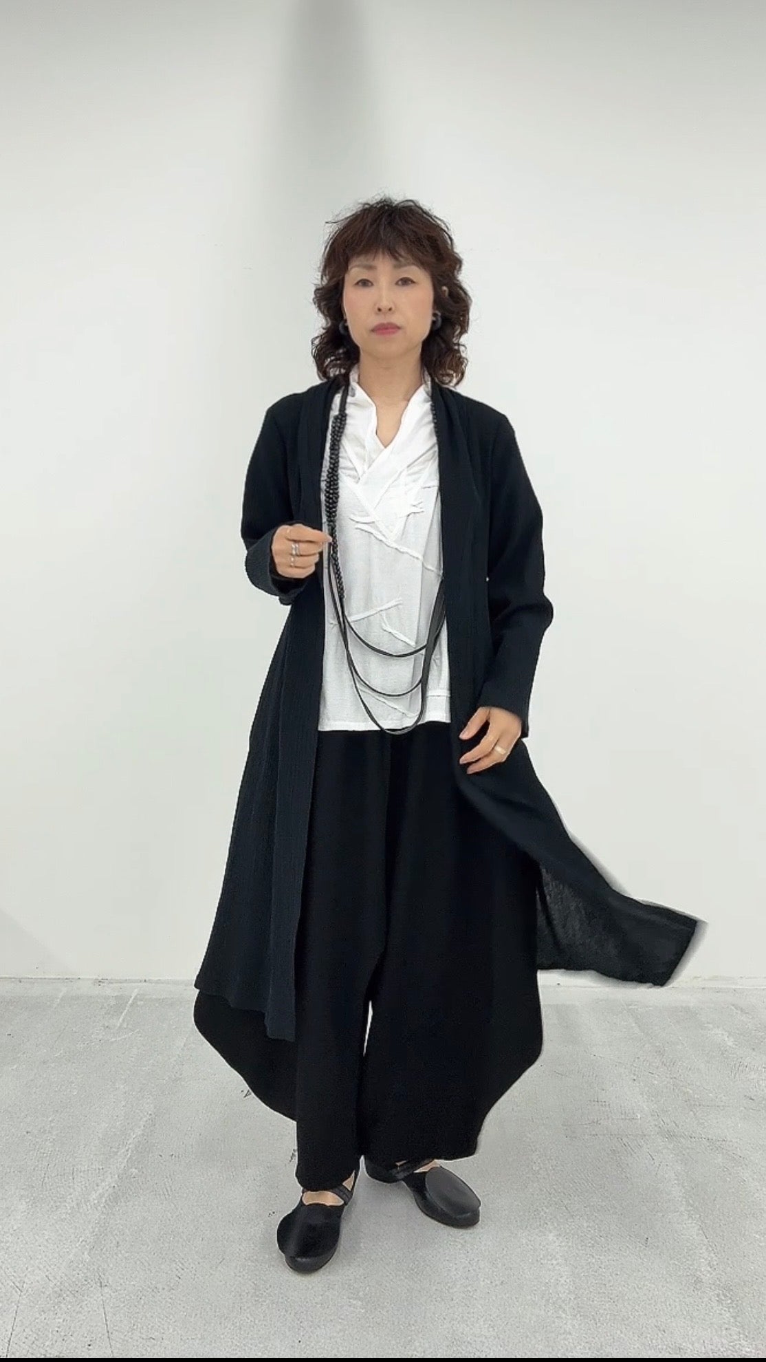 クロスジョーゼットラウンド変形パンツ ブラックフォーマル 日本製