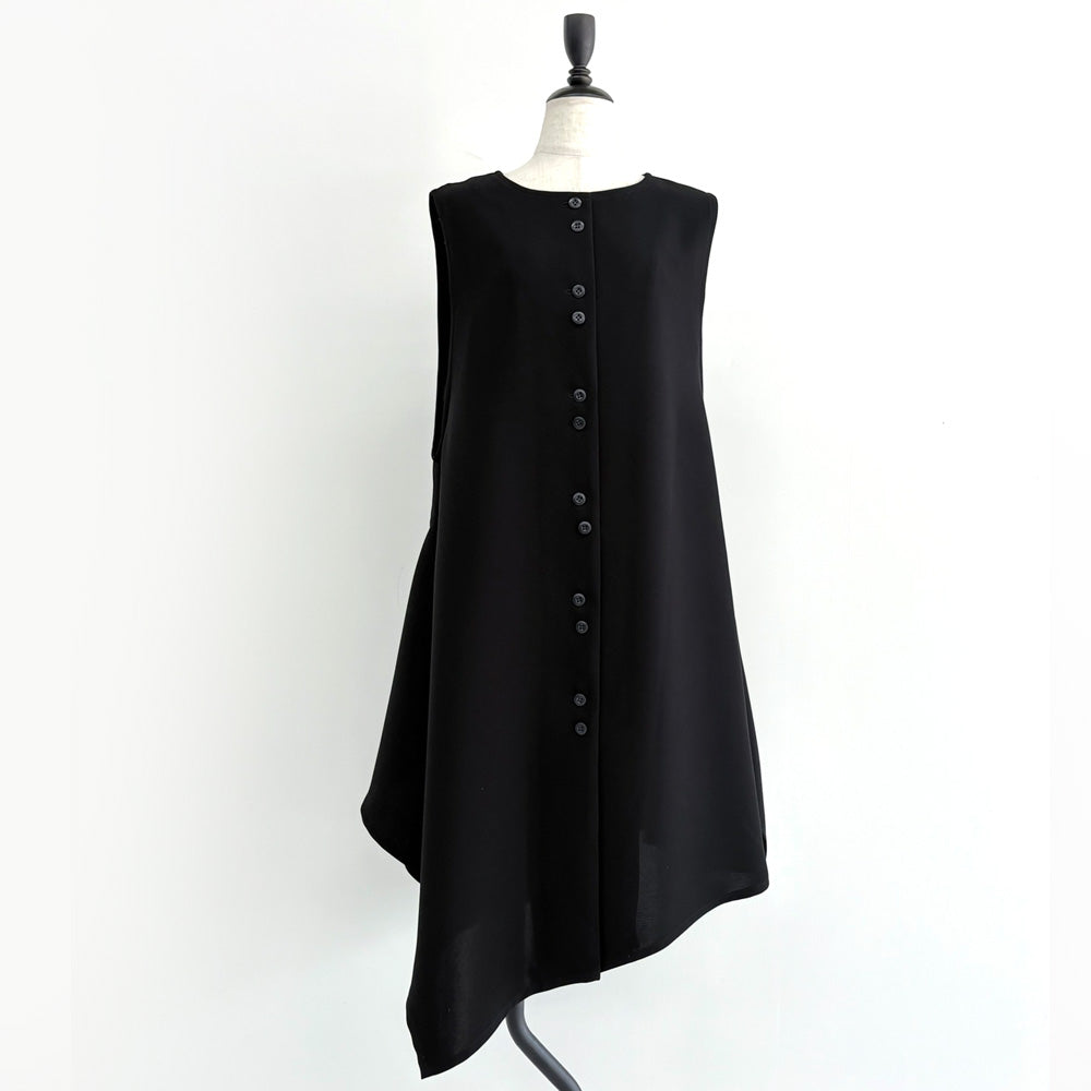 【WEB展 2027年1月予約商品】クロスジョーゼット 2WAYロングベスト ブラックフォーマル 日本製（057-5115）