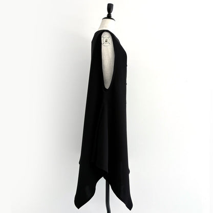【WEB展 2027年1月予約商品】クロスジョーゼット 2WAYロングベスト ブラックフォーマル 日本製（057-5115）