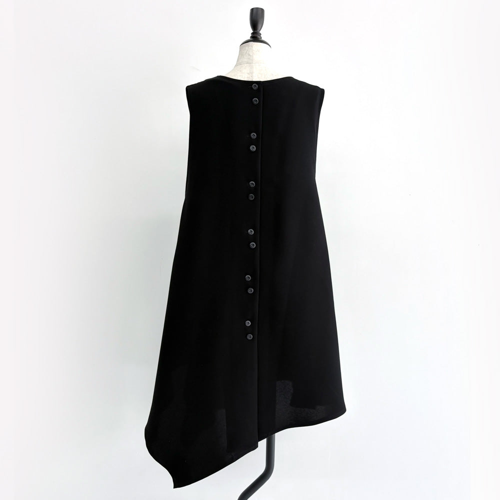 【WEB展 2027年1月予約商品】クロスジョーゼット 2WAYロングベスト ブラックフォーマル 日本製（057-5115）