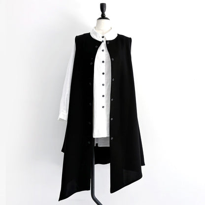 【WEB展 2027年1月予約商品】クロスジョーゼット 2WAYロングベスト ブラックフォーマル 日本製（057-5115）